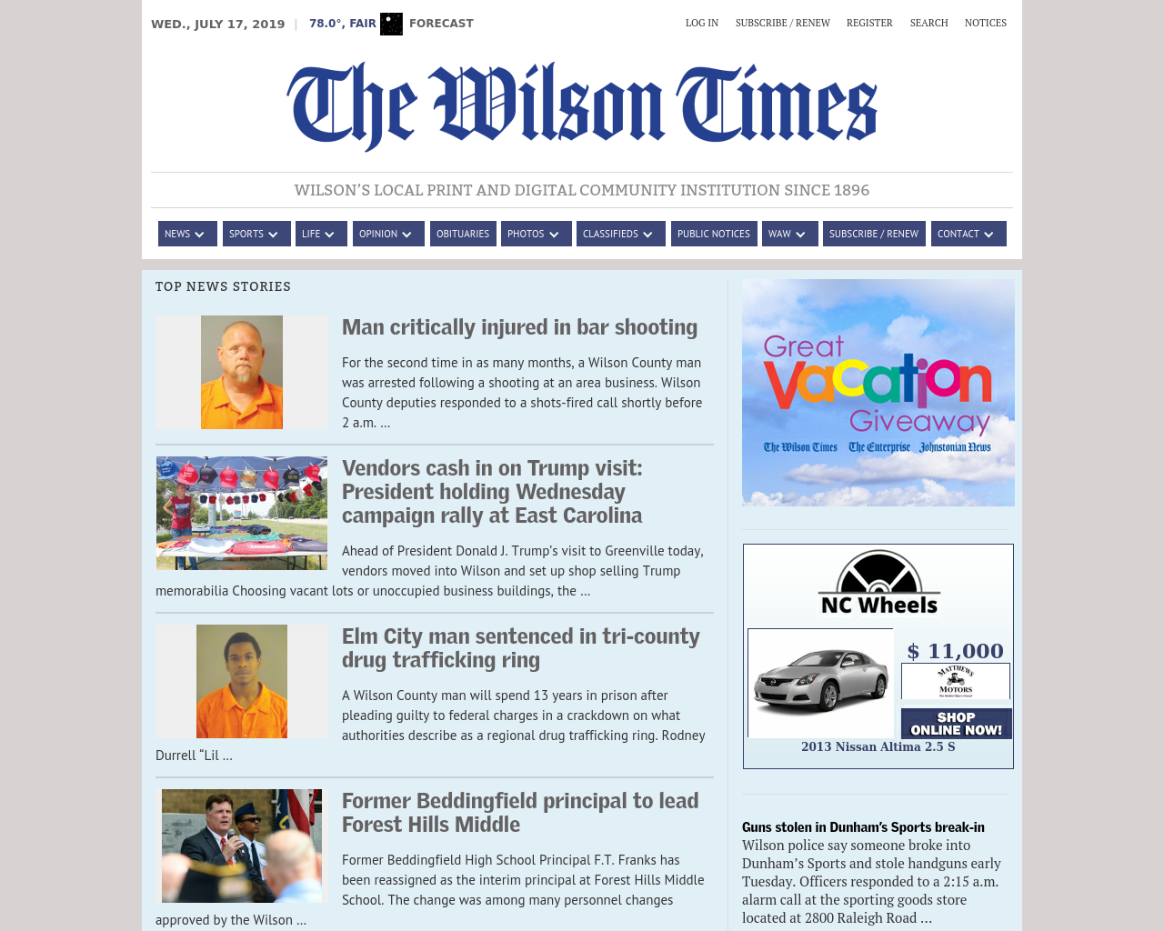 wilson daily times classifieds phone